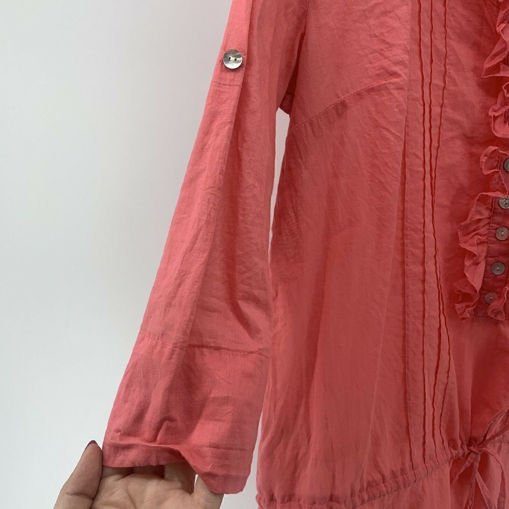 Black Rainn Pink Ruffle Popover Blouse Medium - Picture 5 of 8